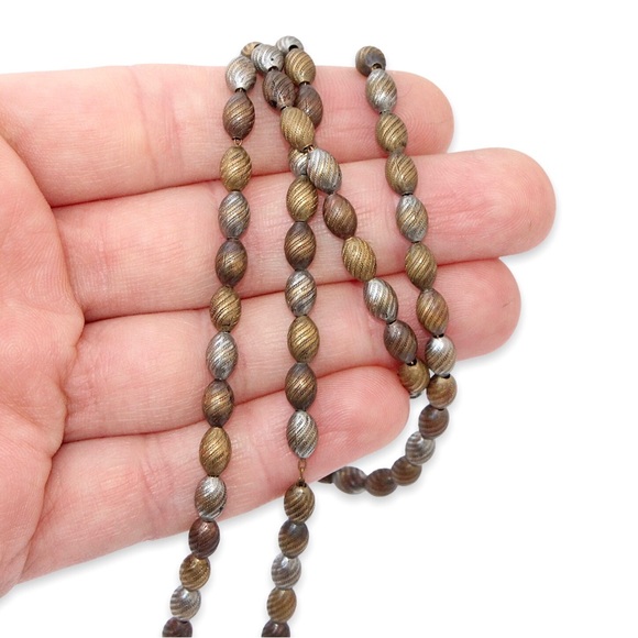 Vintage Mixed Metal Beaded Necklace Chain Brass Bronze Silver Tone Bead 37” Long - Picture 5 of 5